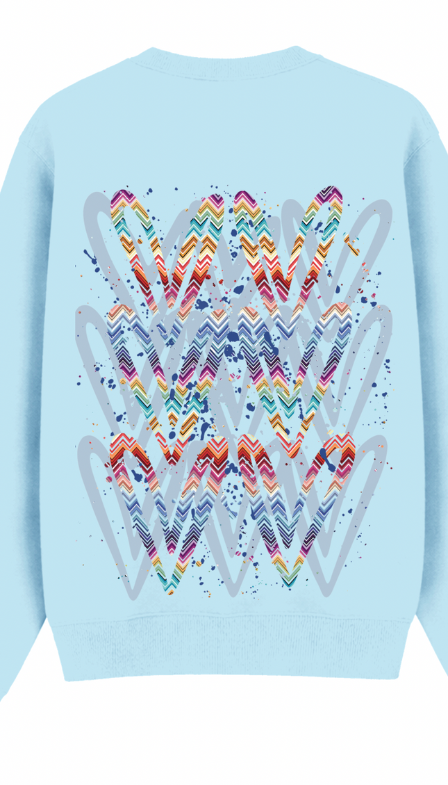 Multicoloured Zig Zag Heart Printed Sweatshirt – image 5