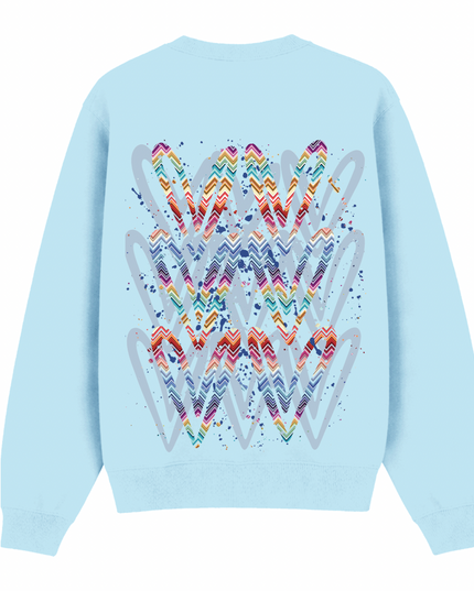 Multicoloured Zig Zag Heart Printed Sweatshirt Kids