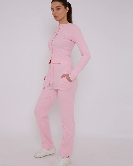 Button Loungewear Co ord  Charcoal Pink
