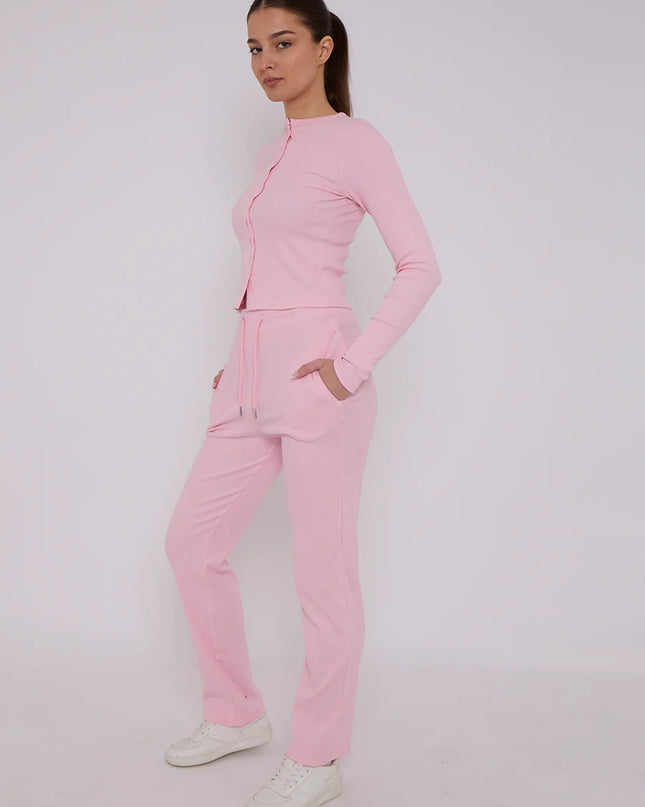 Button Loungewear Co ord  Charcoal Pink
