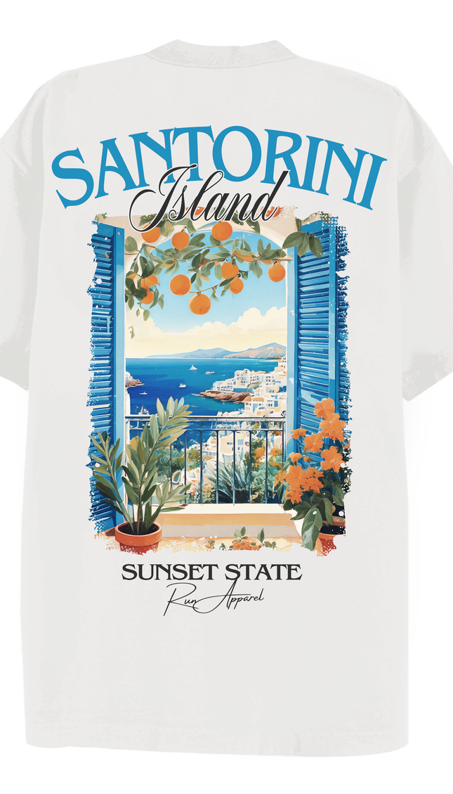 Santorini Sunset State T-shirt – unisex t-shirt by Miss Runway