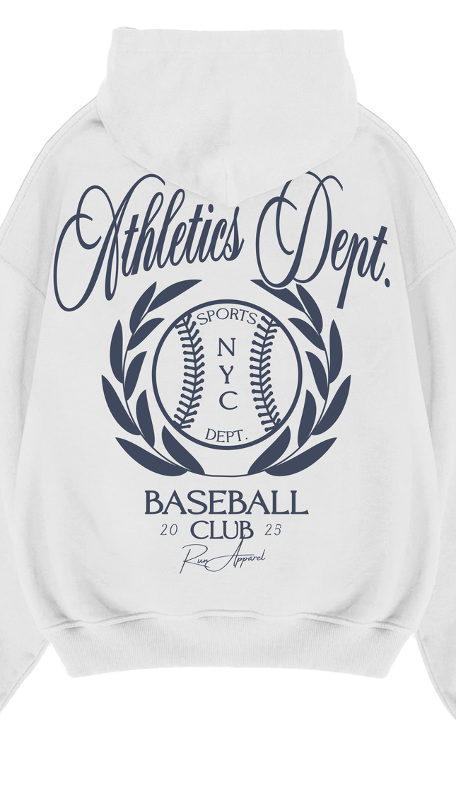Baseball Club Hoodie Adult White – unisex printed hoodie by Miss Runway