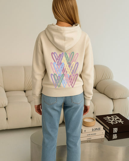 Dark Pastel Heart Printed Hoodie