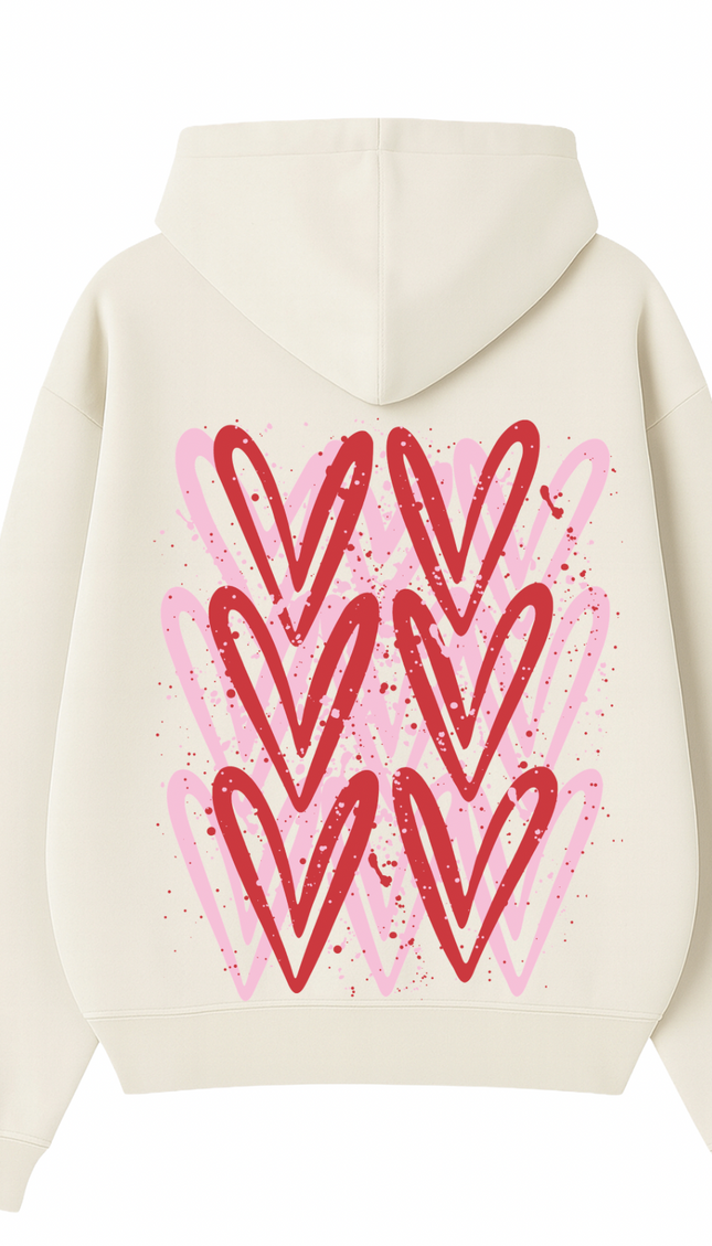Pink/Red Heart Printed Hoodie – additional view