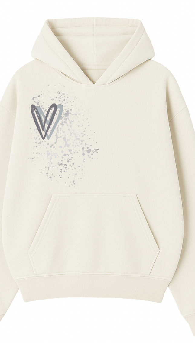 Grey Heart Printed Hoodie – image 4