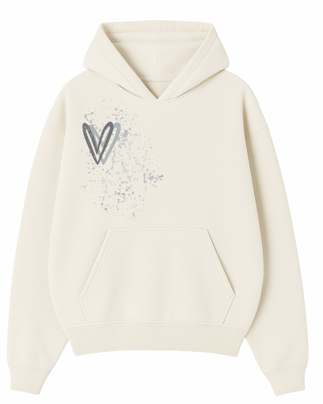 Grey Heart Printed Hoodie Adults