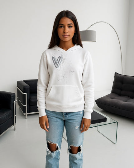 Grey Heart Printed Hoodie