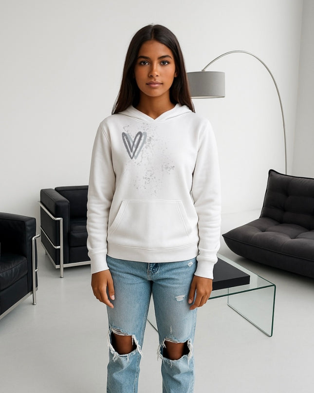 Grey Heart Printed Hoodie