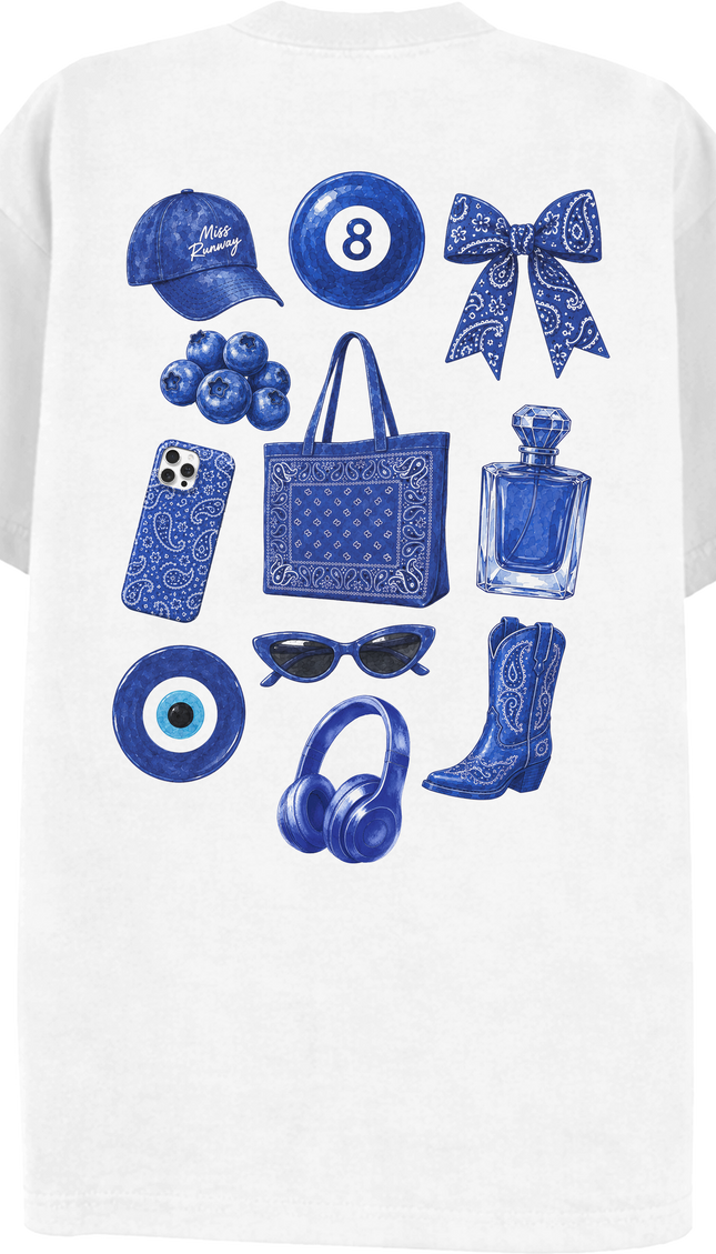 Paisley Reverie T-shirt Royal Blue – adult printed t-shirt by Miss Runway