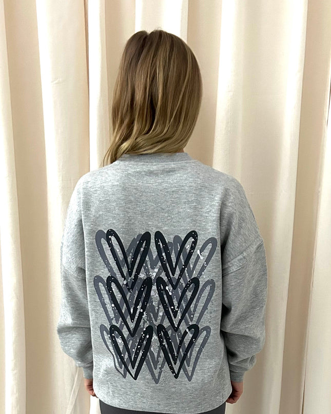 Dark Grey Heart Printed Sweatshirt Adults