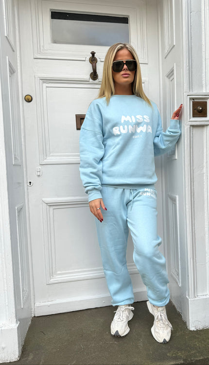 Miss Runway Edit 1 Oversized Sweatshirt Tracksuit Blue/White