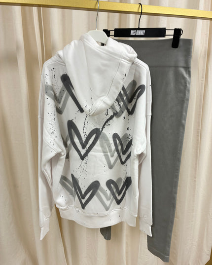 Grey Heart Spray Painted Hoodie & Leggings Kids