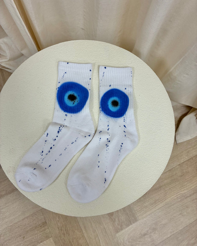 Evil Eye Spray Painted Socks