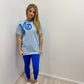 Evil Eye/Peace/Heart Blue T-Shirt And Legging Set