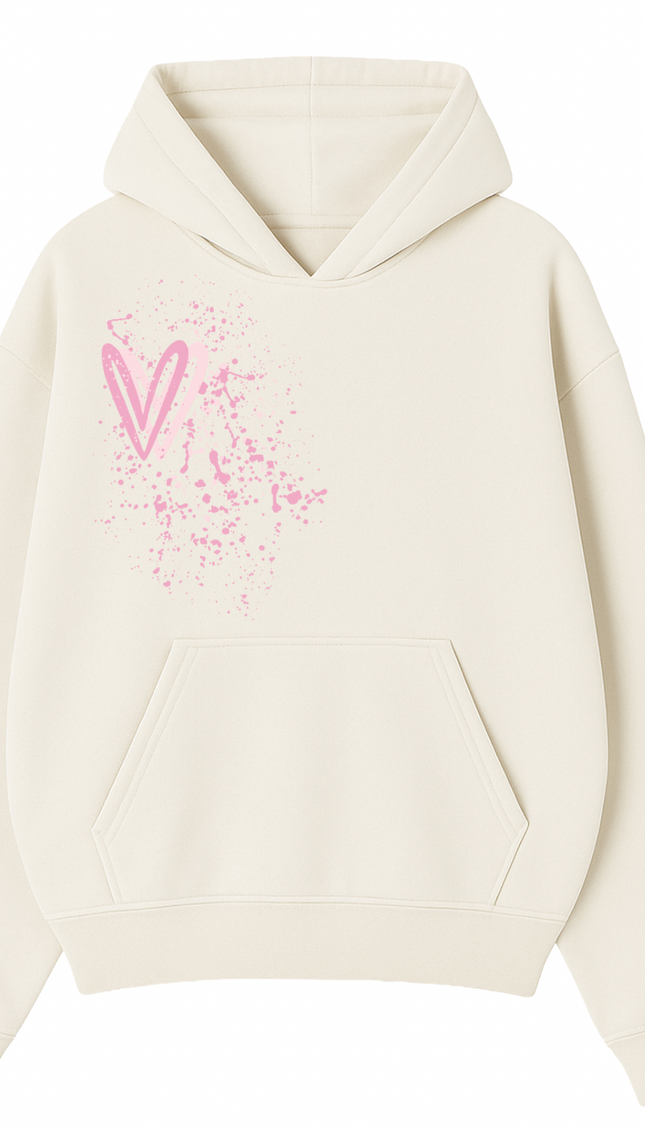 Pink Heart Printed Hoodie – image 4