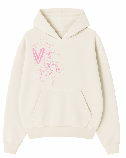 Pink Heart Printed Hoodie Adults