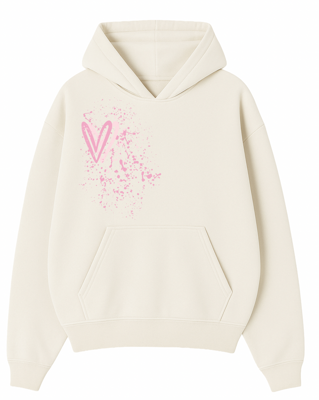 Pink Heart Printed Hoodie Kids