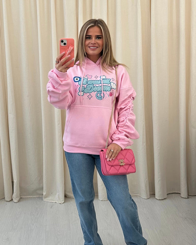 It Was All A Dream Printed Ruched Hoodie