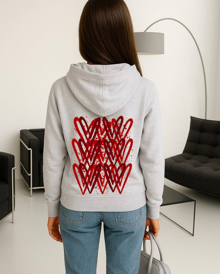 Red Heart Printed Hoodie