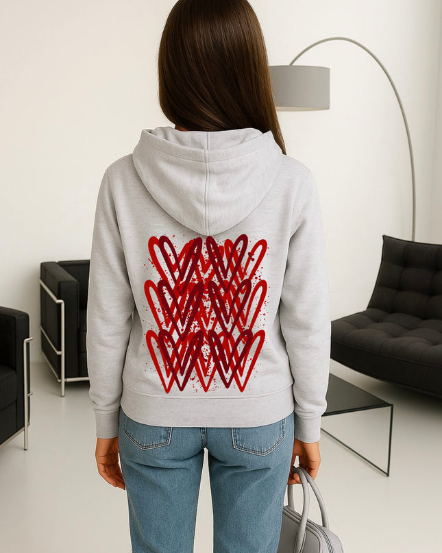 Red Heart Printed Hoodie