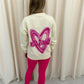 Miss Runway Pink Heart Graffiti Sweatshirt Legging Set Cream