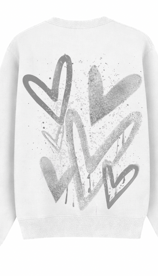 Grey Scatter graffiti heart sweatshirt with spray paint effect print – women's sweatshirt by Miss Runway
