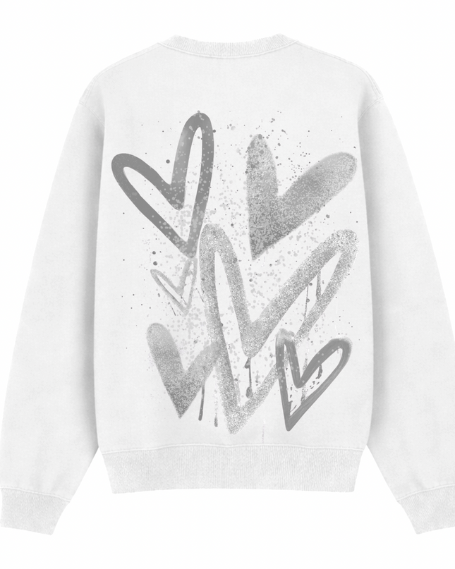 Grey Scatter Heart Printed Sweatshirt Kids