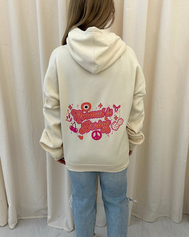 Normal Is Boring Printed Ruched Hoodie