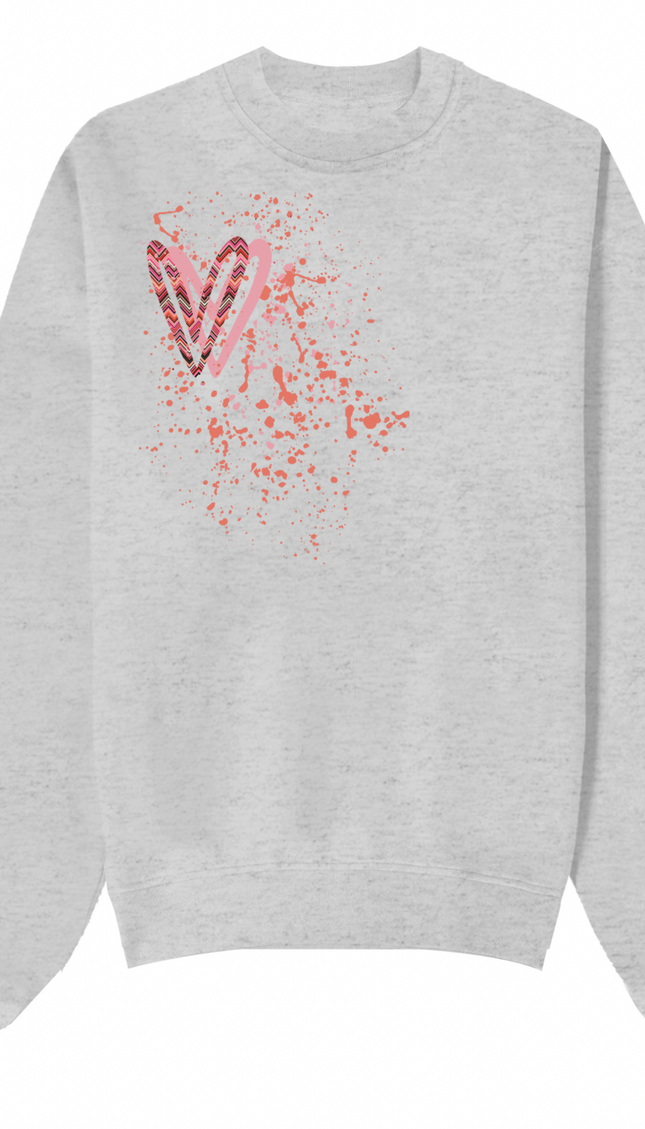 Coral Zig Zag Heart Printed Sweatshirt – image 6