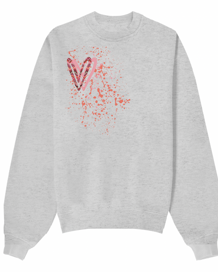 Coral Zig Zag Heart Printed Sweatshirt Adults