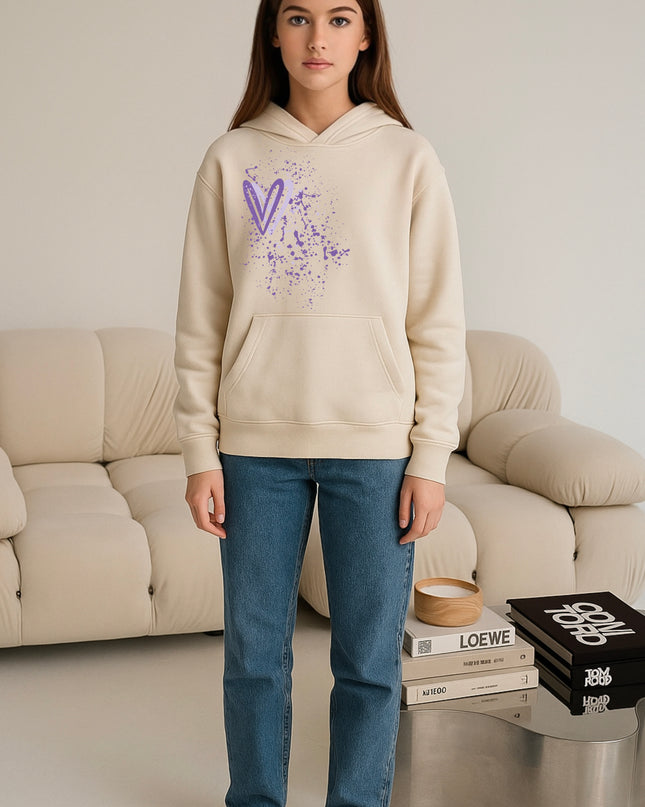 Lilac Heart Printed Hoodie