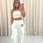 Neon Heart Evil Eye Graffiti Cargo Co ord White