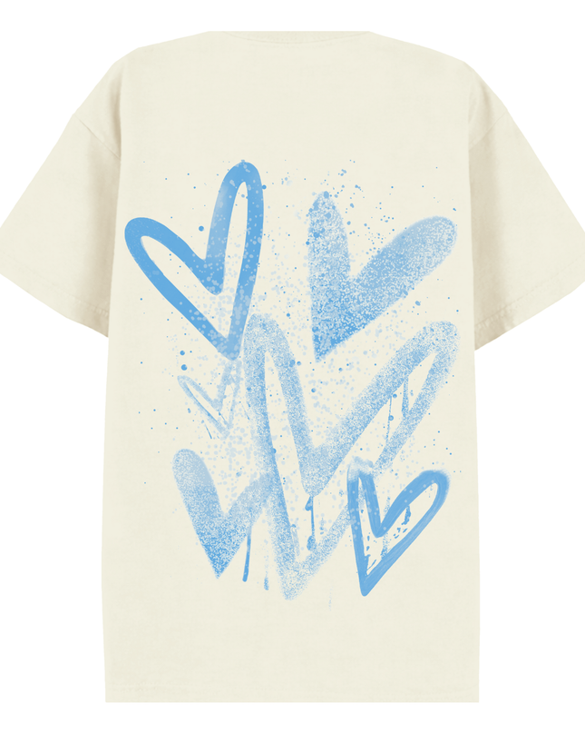 Blue Scatter Heart Printed T-shirt Adult