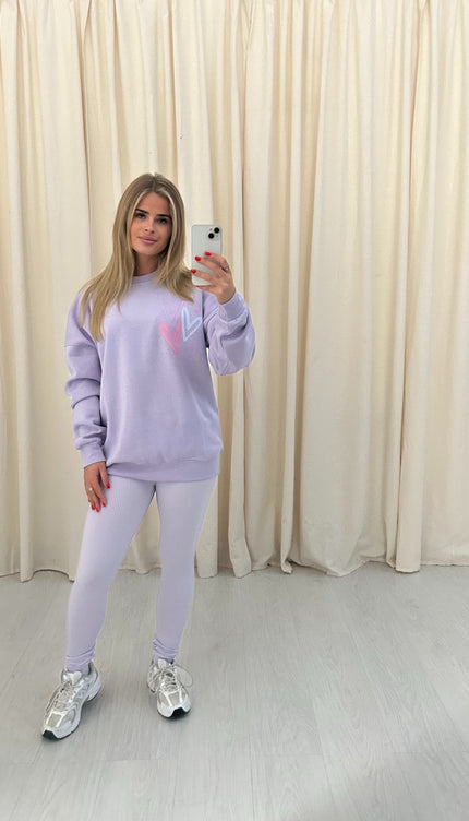 Miss Runway Pastel Heart Printed Sweatshirt & Leggings – additional view