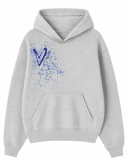Royal Blue Zig Zag Heart Printed  Hoodie Kids