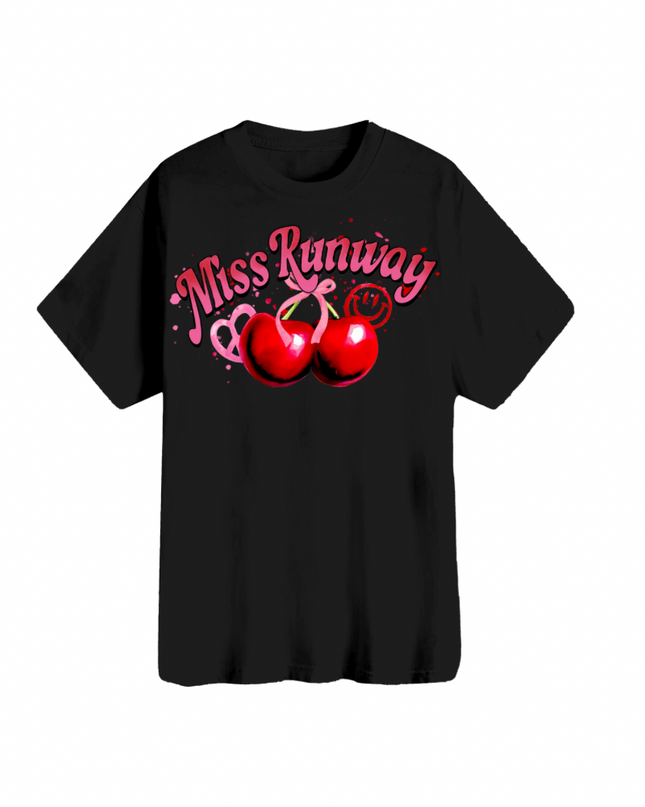 Miss Runway Smiley Cherry Printed T-shirt Adult