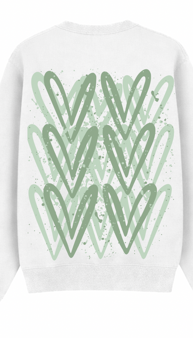 Sage Green Heart Printed Sweatshirt – additional view