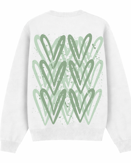 Sage Green Heart Printed Sweatshirt Kids