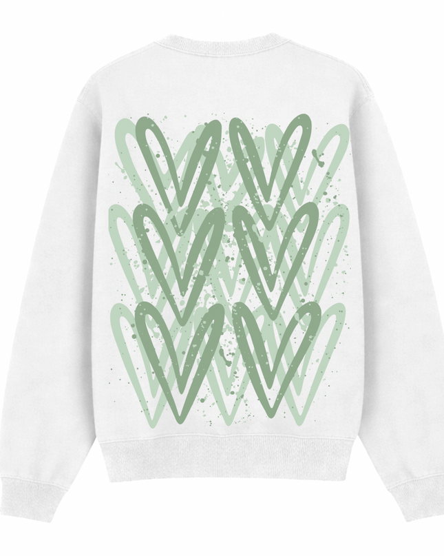 Sage Green Heart Printed Sweatshirt Kids