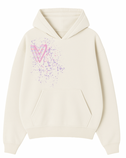Pastel Zig Zag Heart Printed  Hoodie Kids