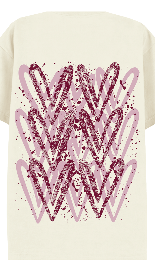 Burgundy Paisley Heart Printed T-shirt – additional view