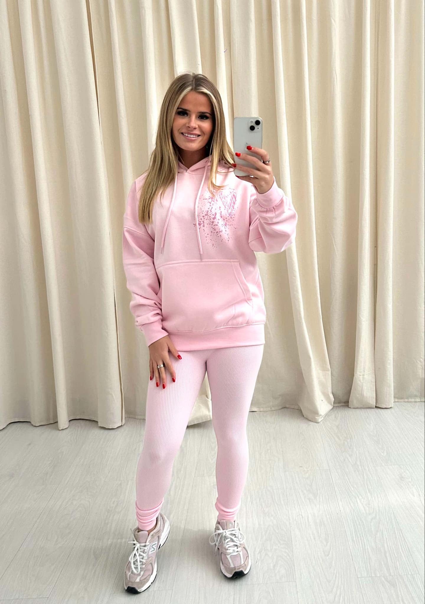 Baby Pink Candy Cane Graffiti Hoodie And Legging Set Pink