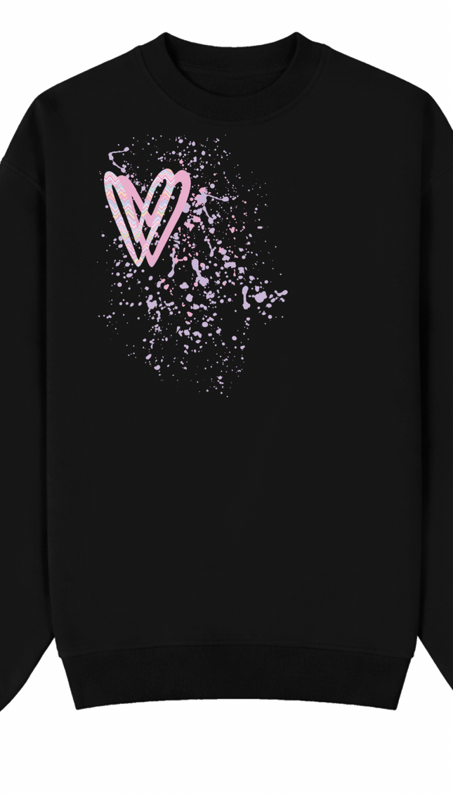 Pastel Zig Zag Heart Printed Sweatshirt – image 8