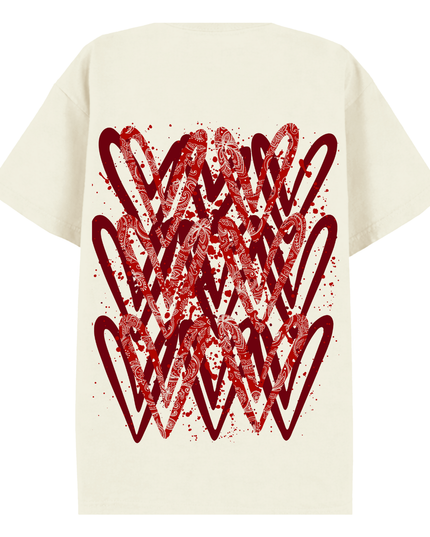 Red Paisley Heart Printed T-shirt Kids