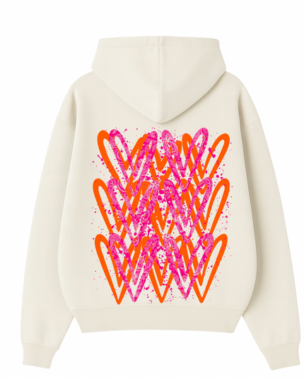 Neon Paisley Heart Printed Hoodie Adults