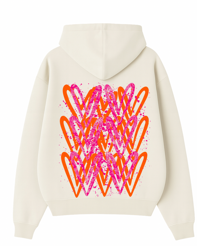 Neon Paisley Heart Printed  Hoodie Kids