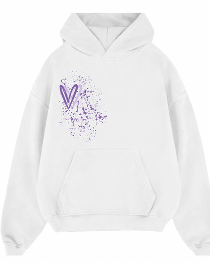 Lilac Heart Printed Hoodie Kids