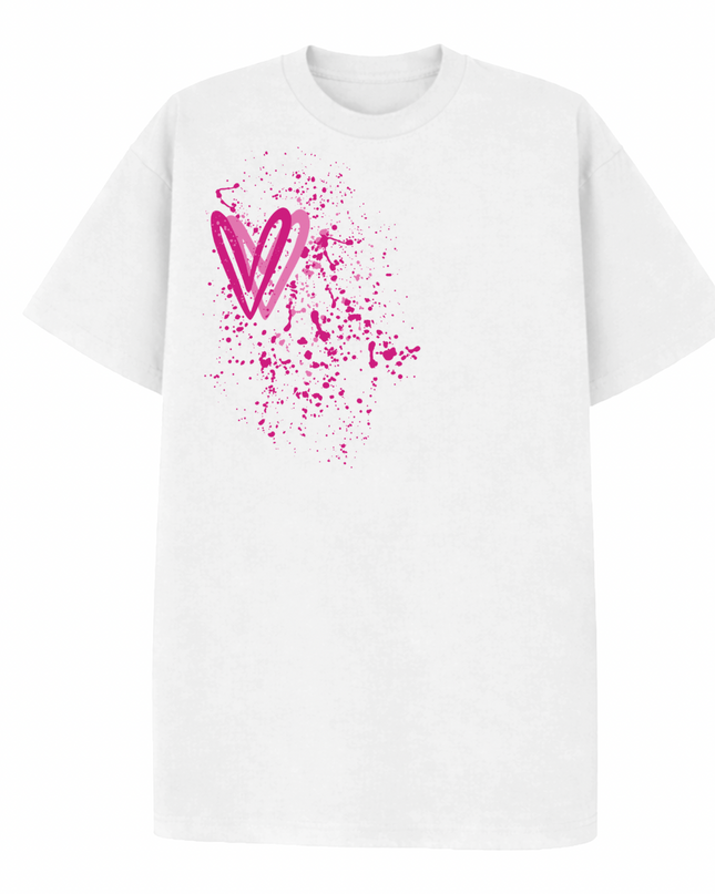Hot Pink Heart Printed T-shirt Adult