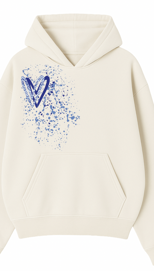 Royal Blue Zig Zag Heart Printed Hoodie by Miss Runway – image 2