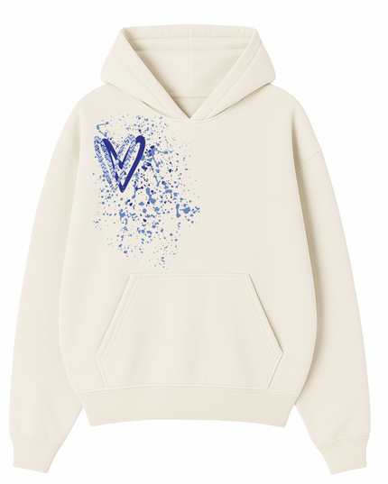 Royal Blue Zig Zag Heart Printed  Hoodie Kids